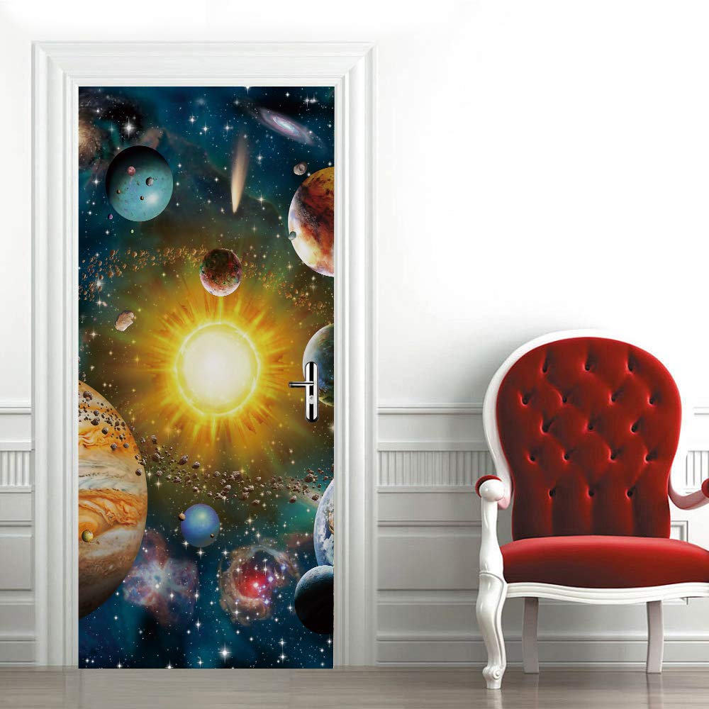 Sticker porte 3D trompe l'oeil résistant à l'humidité pour salle de bain