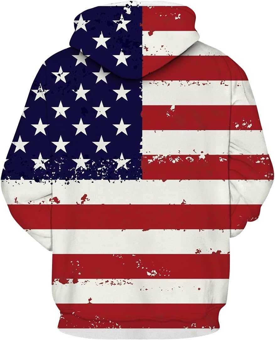 Men's American Flag 3D Print Hoodie Casual Funny Hooded Pullover - Image 2