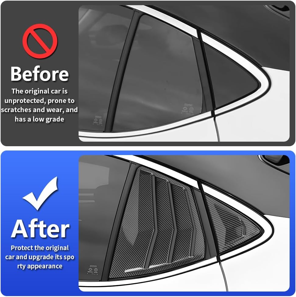 Car Rear Side Louvers Window Trim Panel for Toyota Camry 2025 2026 Auto Exterior Decorations Accessories Back Door Blinds Protection Cover Chrome Carbon Fiber Style Kit