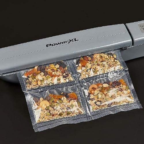 PowerXL Duo NutriSealer Food Vacuum Sealer Machine with Vacuum Seal Bags & Rolls, Double Airtight Sealing with Built-in Cutter, Small Snack Bag Capability, LED Indicator Lights (Slate Deluxe) - Thumbnail 5