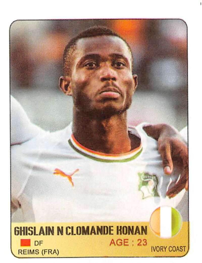 2019 Sphinx African Cup of Nations Egypt 2019 Album Stickers Soccer #198 Ghislain N'Clomande Konan Ivory Coast Elephants Official 1.75 Inch Wide X 2.5 Inch Tall Album Sticker