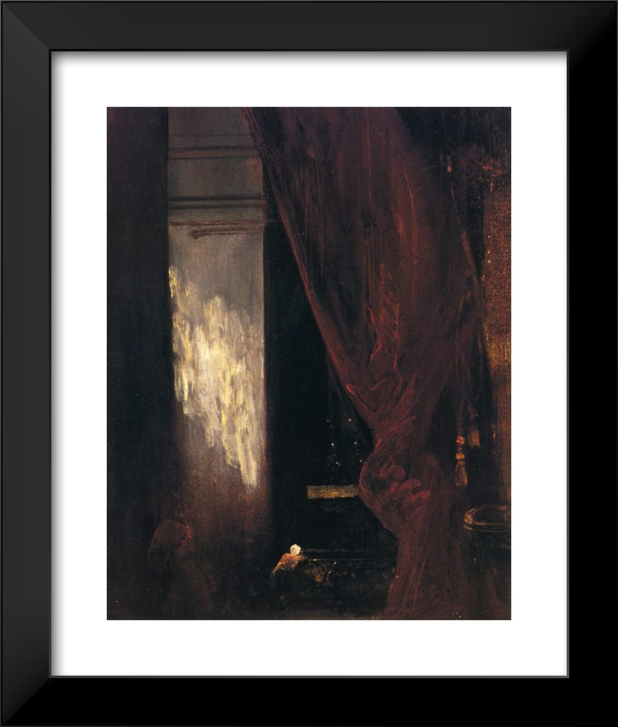 ArtDirect Delacroix, Eugene 20x23 Black Modern Framed Art Print Titled: Interior of a Chapel