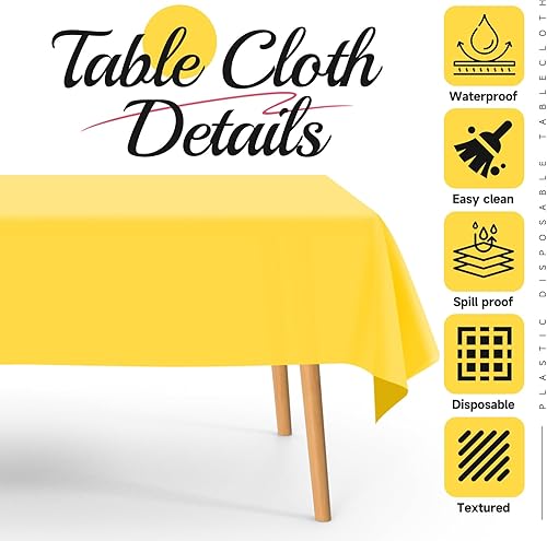 Miniatura 9 de Paquete de 10 manteles de plástico naranja para mesas rectangulares, manteles de plástico de 54 x 108 pulgadas para fiestas, desechables para