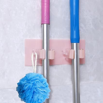 HOKIPO No Drill Magic Sticker Series Mop Holder (Model -AR3190-PNK)