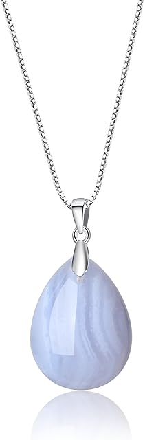 COAI 925 Sterling Silver Teardrop Stone Pendant Necklace