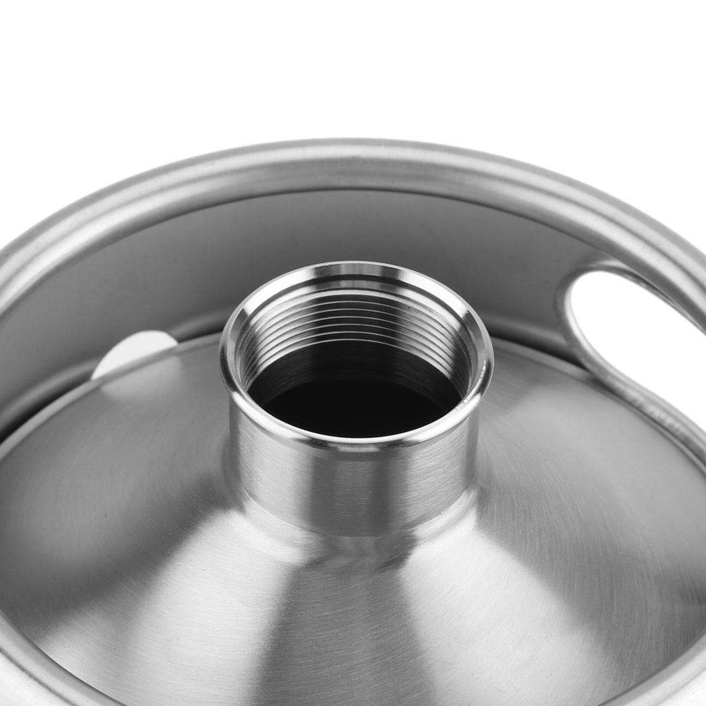 Dioche Barril de cerveza de acero inoxidable, mini barril dispensador de cerveza con tapa en espiral, estructura de una sola pared para suministros de hotel en el hogar (2 L)