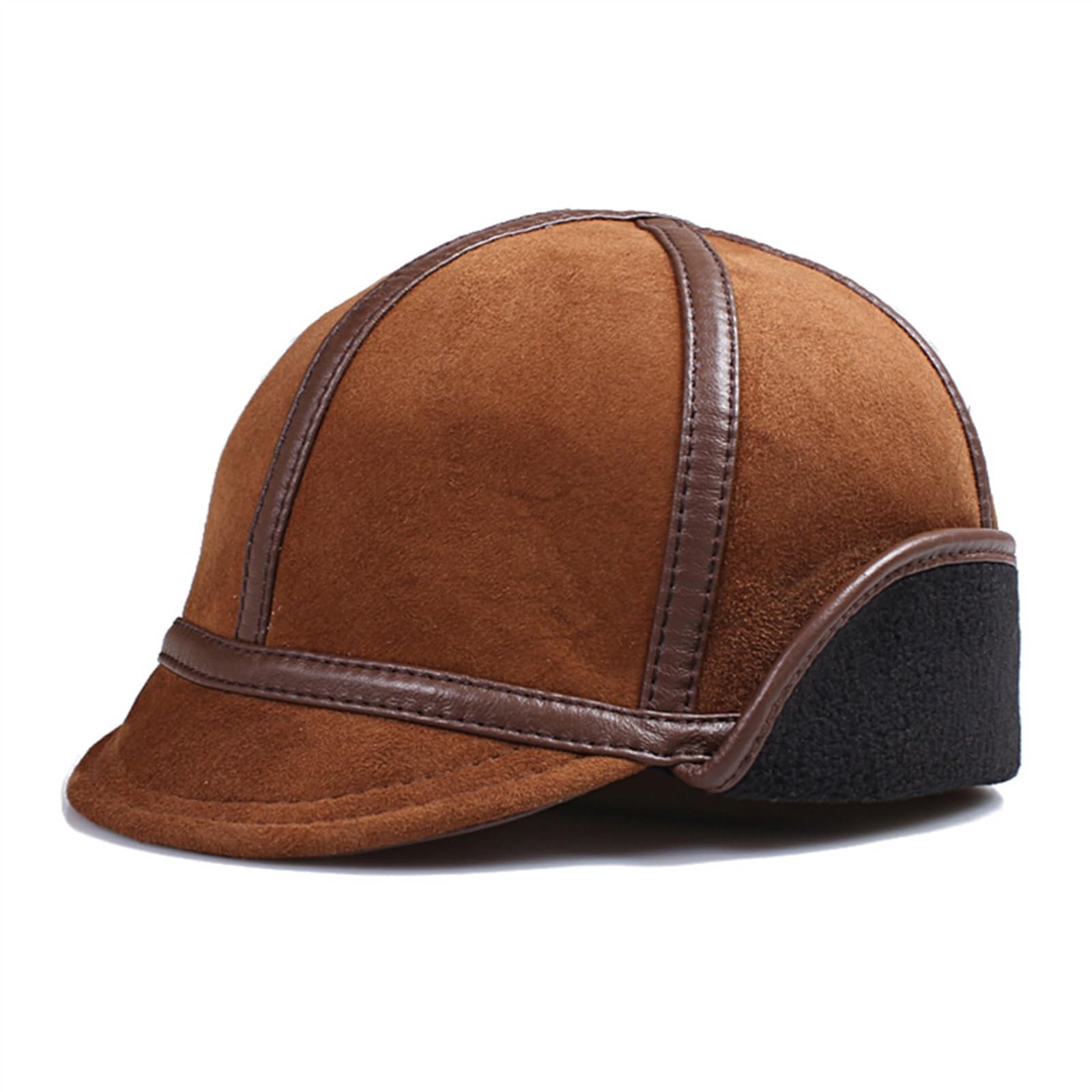 Cappello Bomber da Uomo Invernale Caldo con Protezione for Le Orecchie da Uomo in Vera Pelle di Pelliccia Sintetica all'Interno di Berretti da Neve in Pelle di Pecora Marrone(L(55cm56cm))
