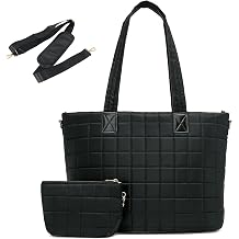 VNIMTI Tote Bag for Women, Lightweight Puffer Tote Bag with Zipper, Large Quilted Shoulder Bag for Work, Travel, Gym