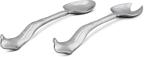 Miniatura 3 de Arthur Court Moderna cuchara de aluminio para servir ensalada y tenedor de ensalada, juego de servidores de ensalada Carmel Collection 11 pulgadas