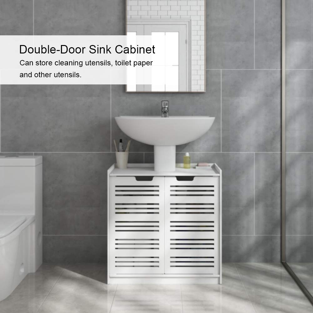Cocoarm Gabinete de Almacenamiento Moderno para Lavabo de Doble Puerta para el Hogar, Tablero de Madera y Plástico de, Impermeable y Resistente Al Fuego, Ideal para Uso en Baños o Inodoros Familiares