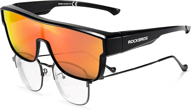 ROCKBROS Lunettes de soleil polarisés 100% UV400 Protection pour les hommes femmes,Enveloppez autour des lunettes de soleil pour conduire le vélo