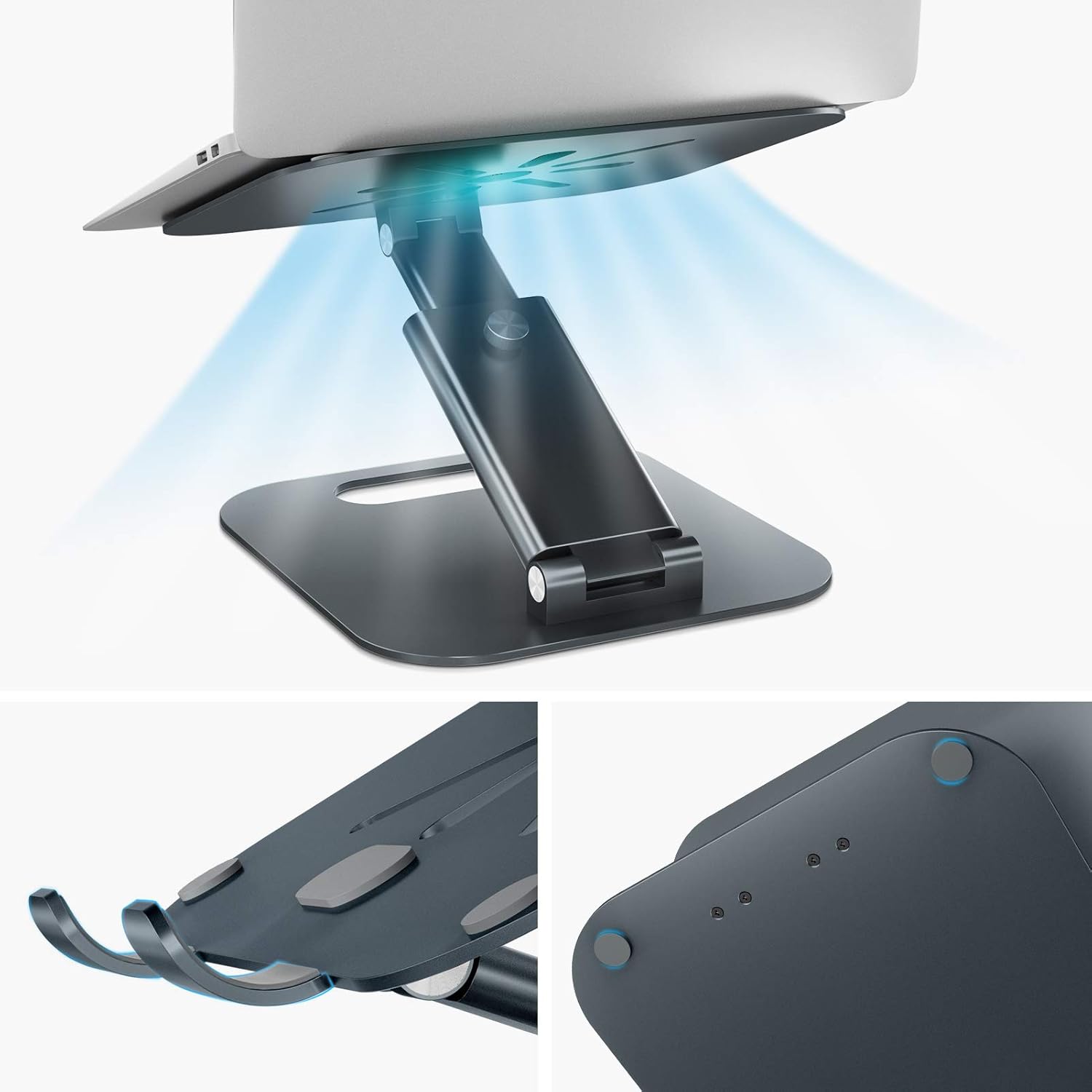 One-Day Sale: Up to 40% Off Laptop Stand, NEARPOW Laptop Stands for Desk, Sit to Stand Laptop Holder Riser, Multi-Angle and Height Adjustable up to 20.5, Computer Stand for Laptop Compatible with MacBook up to 17 - Grey