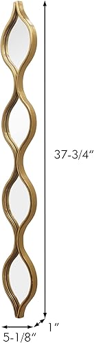 Miniatura 6 de PARISLOFT Espejo de pared delgado de metal decorativo con patrón de lágrima y detalles de lámina dorada, cadena apilada, espejo bohemio ovalado de 4