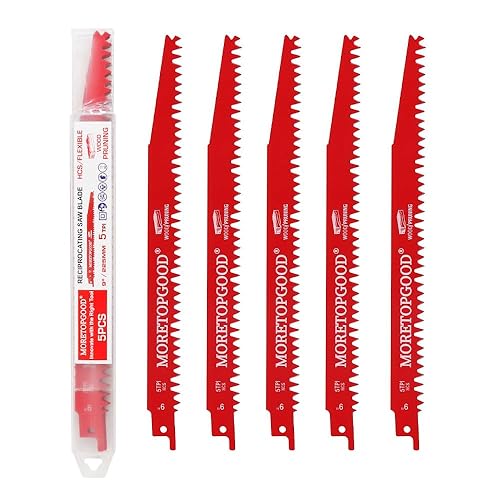 Vista 15 de Hojas de sierra recíproca para poda de madera, hojas de sierra de 12 pulgadas para árboles y corte de madera (paquete de 10/5TPI)