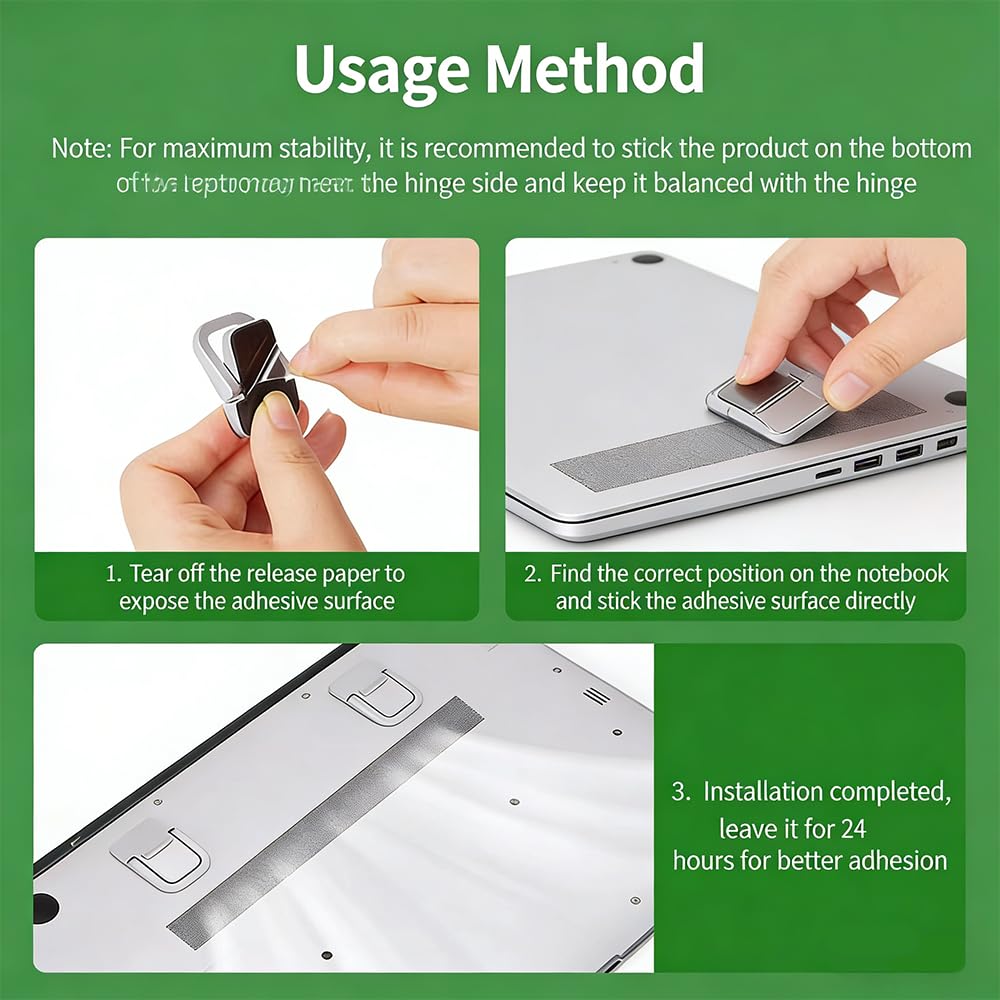 Adjustable Foldable Laptop Stand with Locking Buckle Ergonomic Portable Aluminum Riser for Secure Typing in Office Home or — view 2