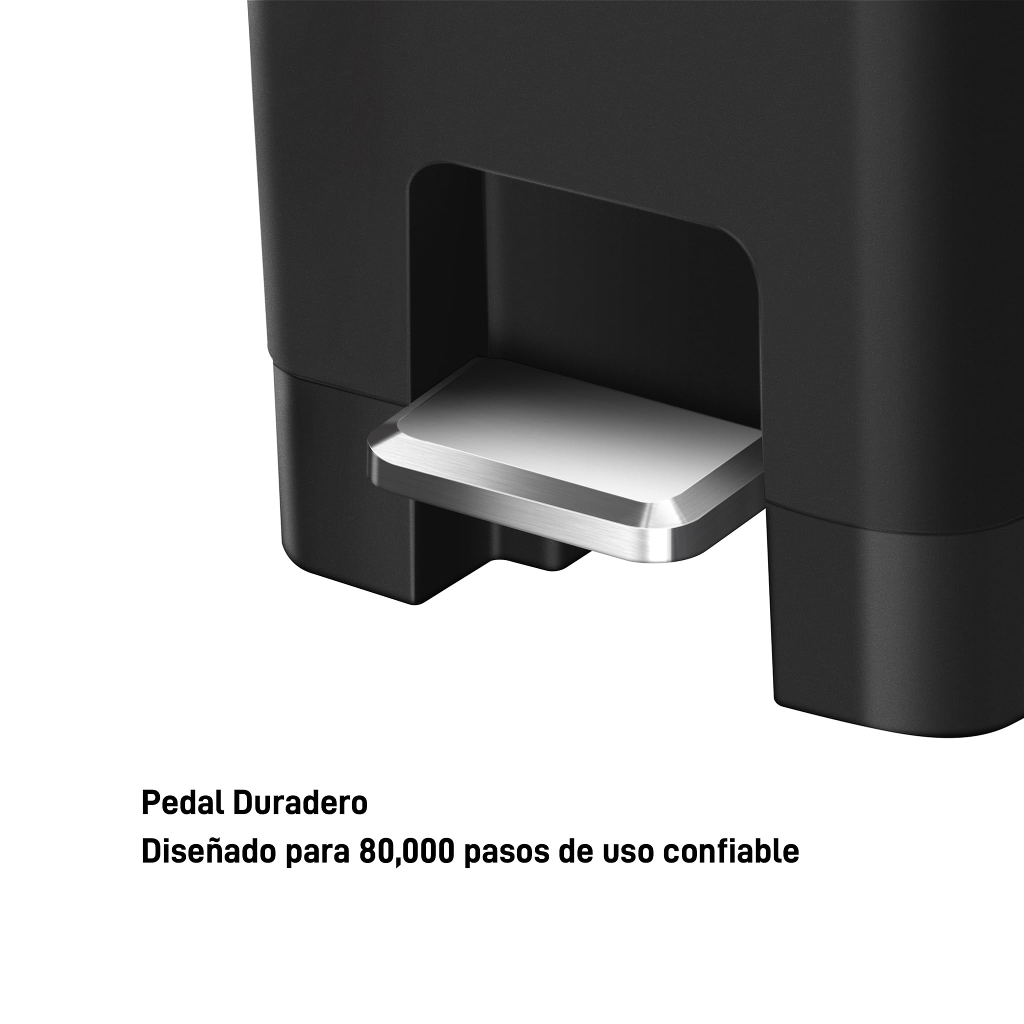 EKO Hana | Cubo de Basura Cocina 30L Negro con Pedal y Cierre Suave | Papelera de Plástico Moderna y Compacta para Cocinas Ordenadas