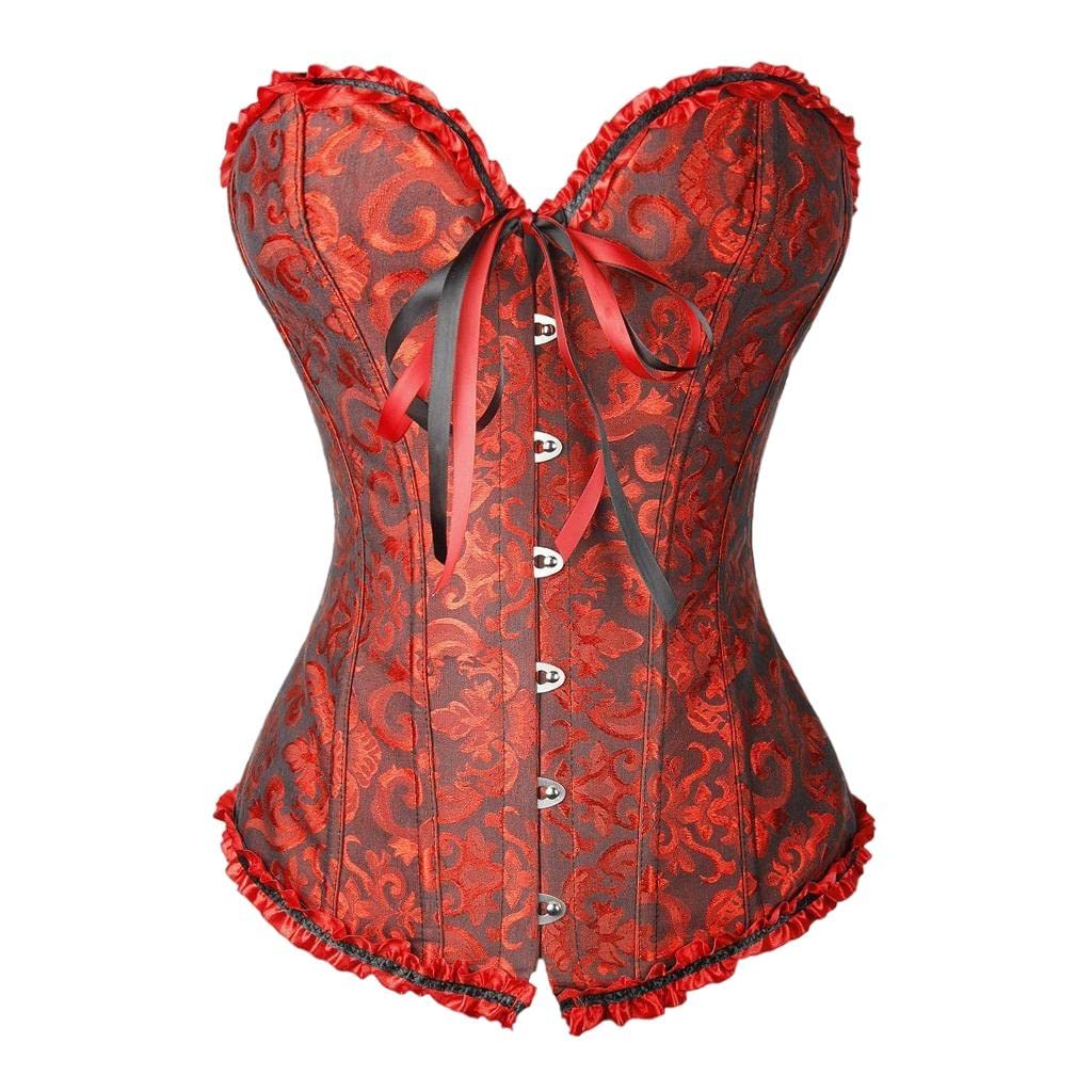 ™ Women's Lace Up Boned Overbust Cincher Bustier Lingerie Body Shaper Black Red L | Womens Clothing | Intimates & Sleep | s & Bustiers-image-14