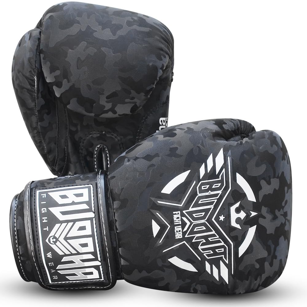 BUDDHA FIGHT WEAR – Thailand-Boxhandschuhe – Muay Thai – Kickboxen – hochwertiges Kunstleder – geruchshemmender Innenstoff – verstärkte Nähte – Verschiedene Designs