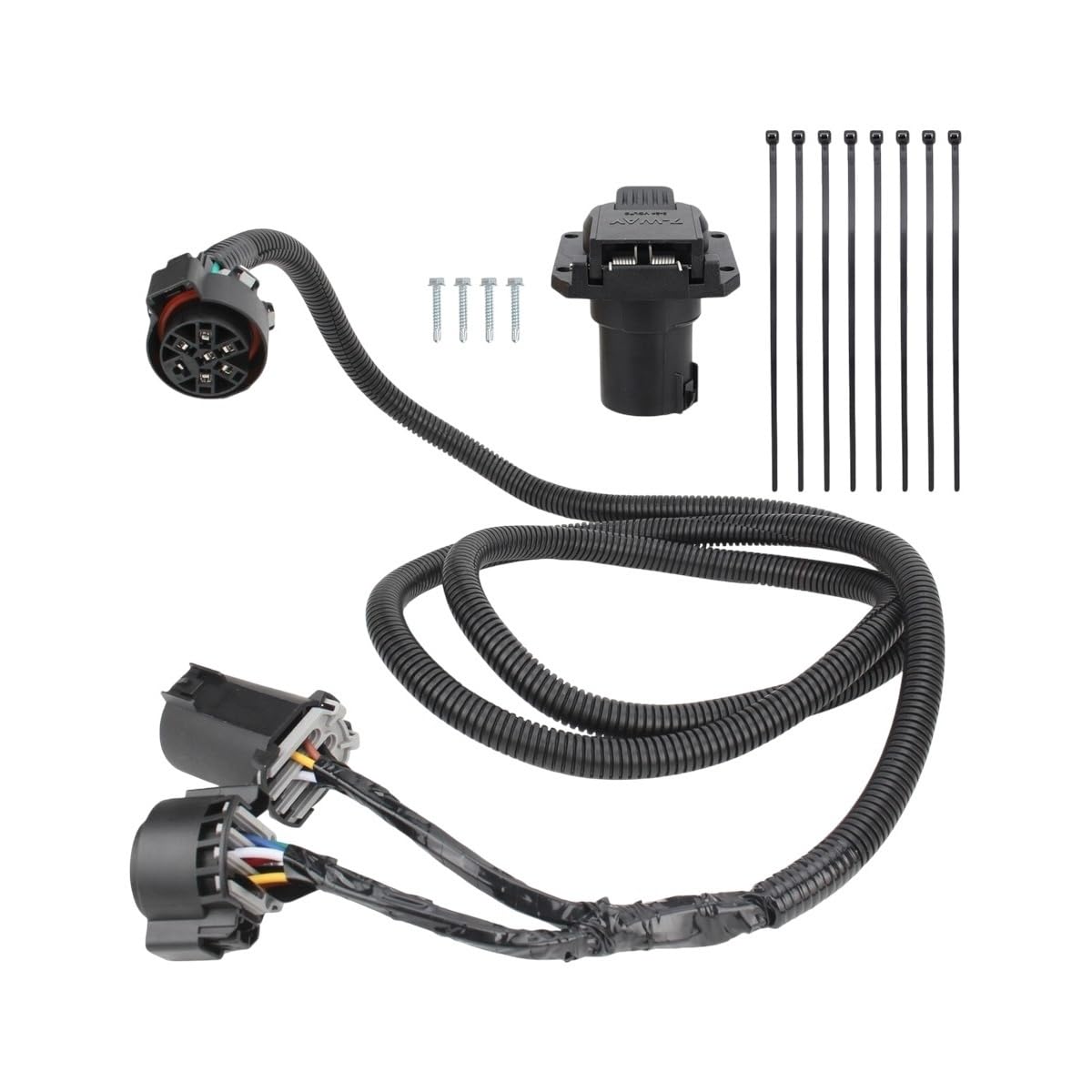7 Pin Trailer Wiring Harness Extension Connectors Truck Bed 7 Way RV Wiring Plug Aftermarket Replacement