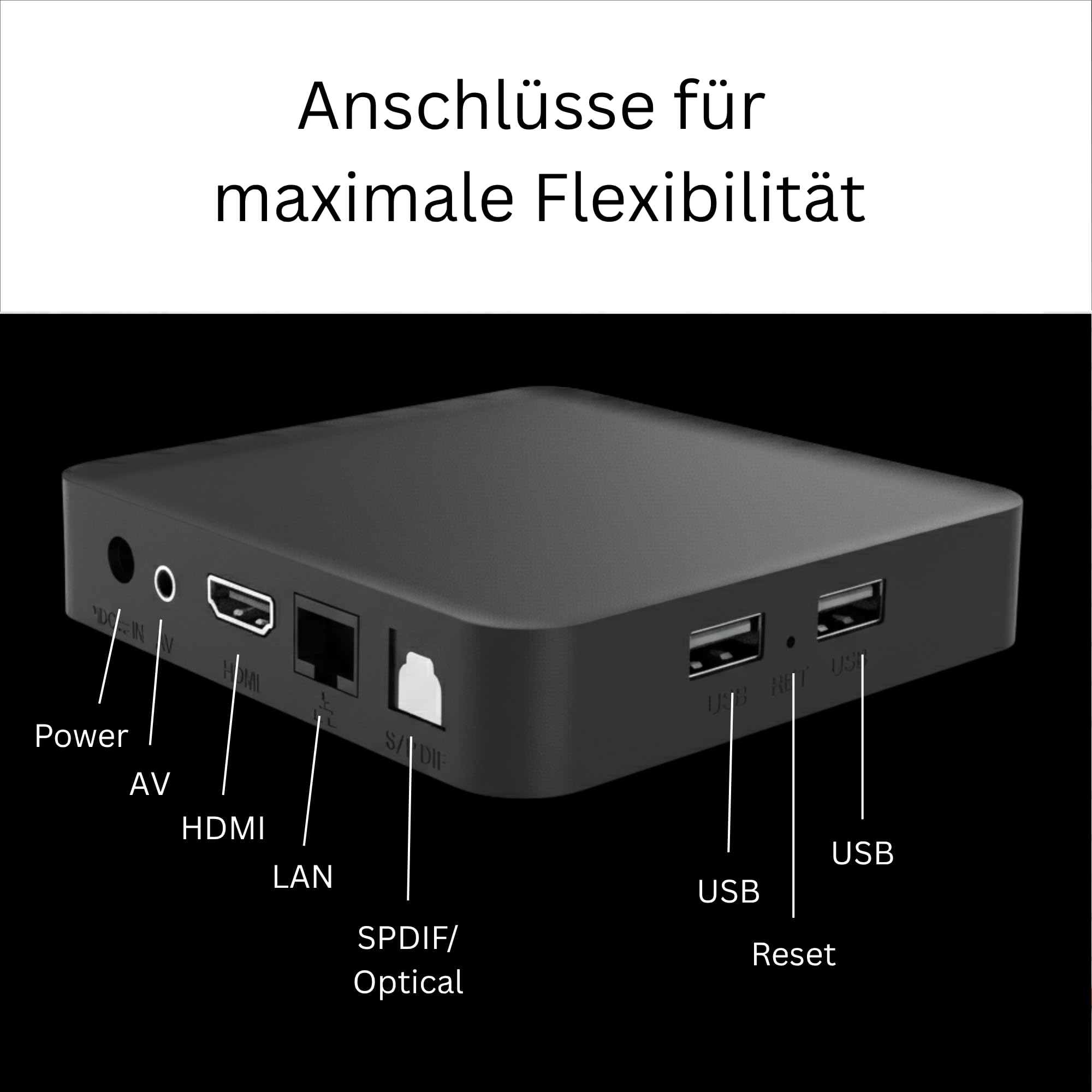 GD2 4K Streaming Box - Google TV Smart Mediaplayer, Unterstützt Netflix & Prime in 4K, AV1, HDR10+, LAN, 2X USB, Dualband WiFi, Sprachsteuerung