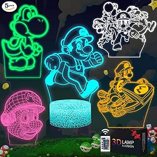 5 in 1 Set Gamer Figure 3D Night Light, 16 Color with Remote Control, Birthday Xmas Gifts for Kids