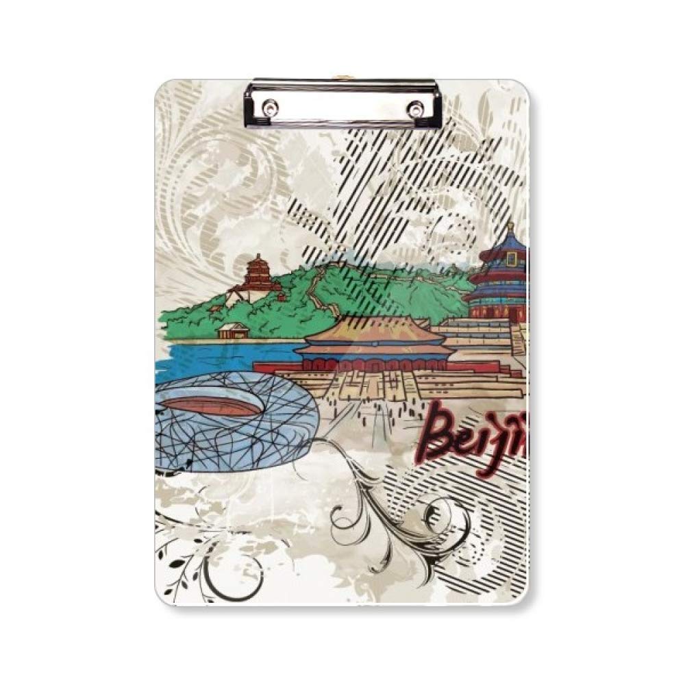 Planchette porte-bloc A4 avec design de Tian Men et nid d'oiseau de Beijing - 5