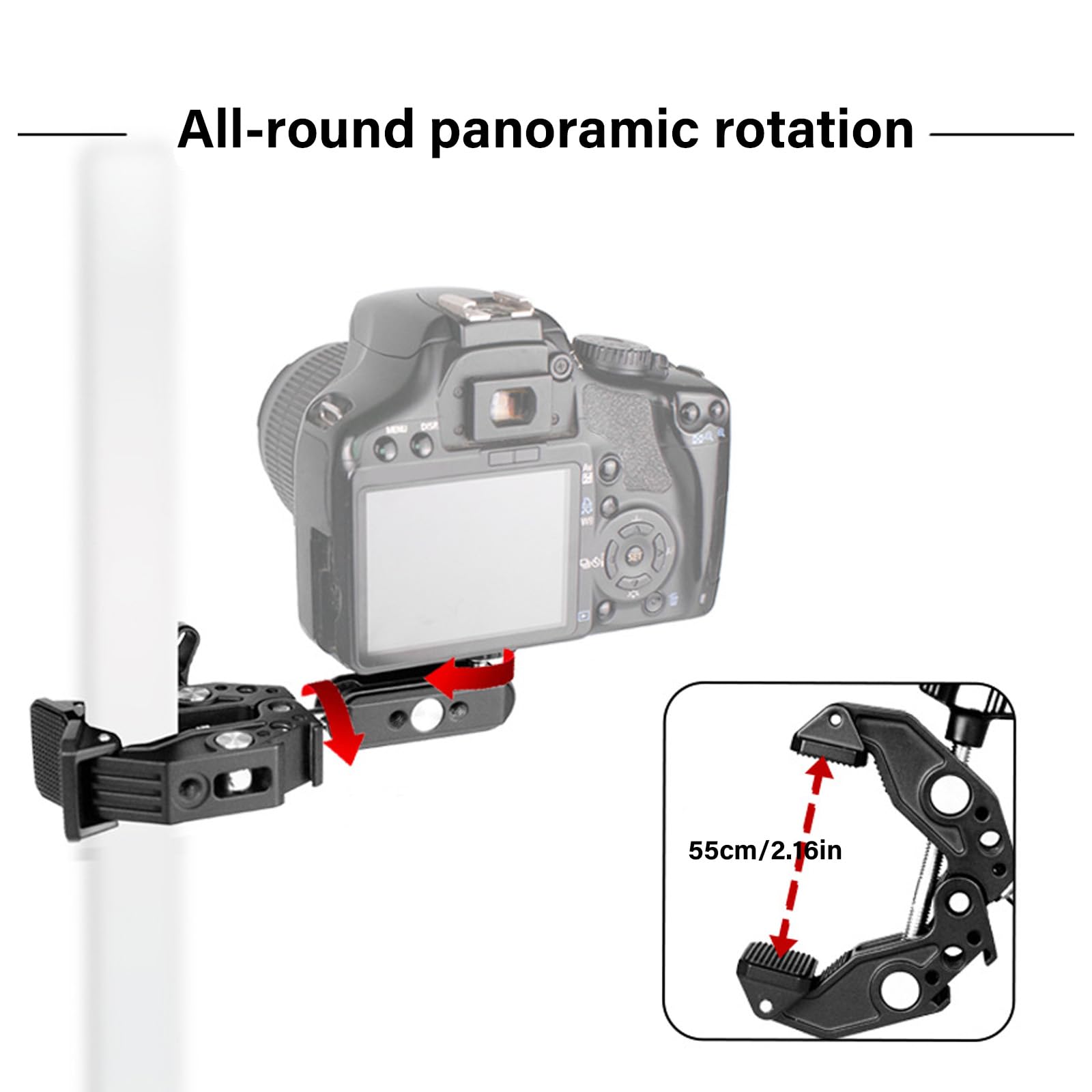 Studio Magics Abrazadera De Brazo Cabezales Bola Giratorios Adaptador Rosca 1/4" Montaje Fría para Plataformas Cámara Barras Transversales Abrazadera C para Monitor