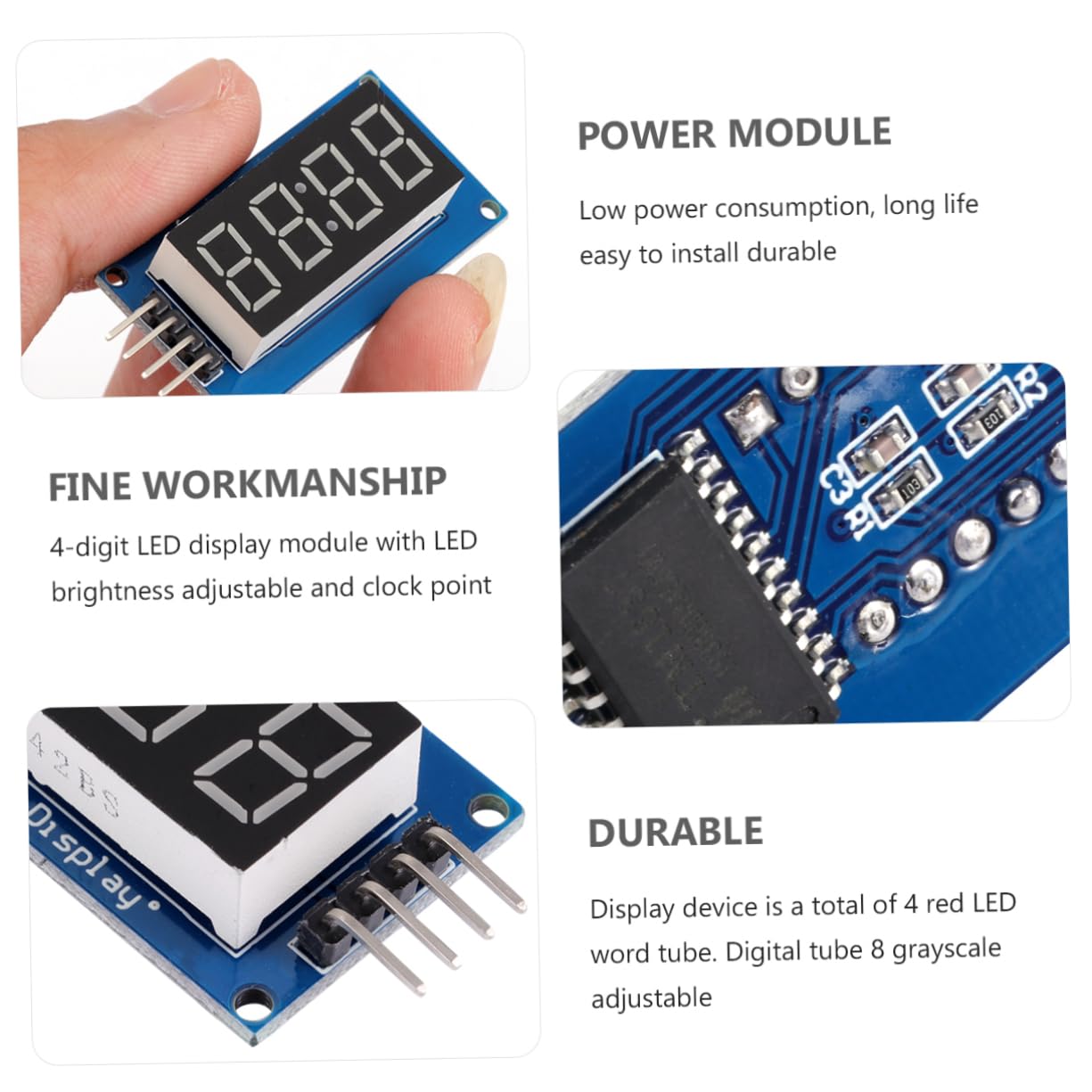 HOMSFOU Led Number Display Module 4- Tube Module Common Anode 2pcs Brightness Adjust