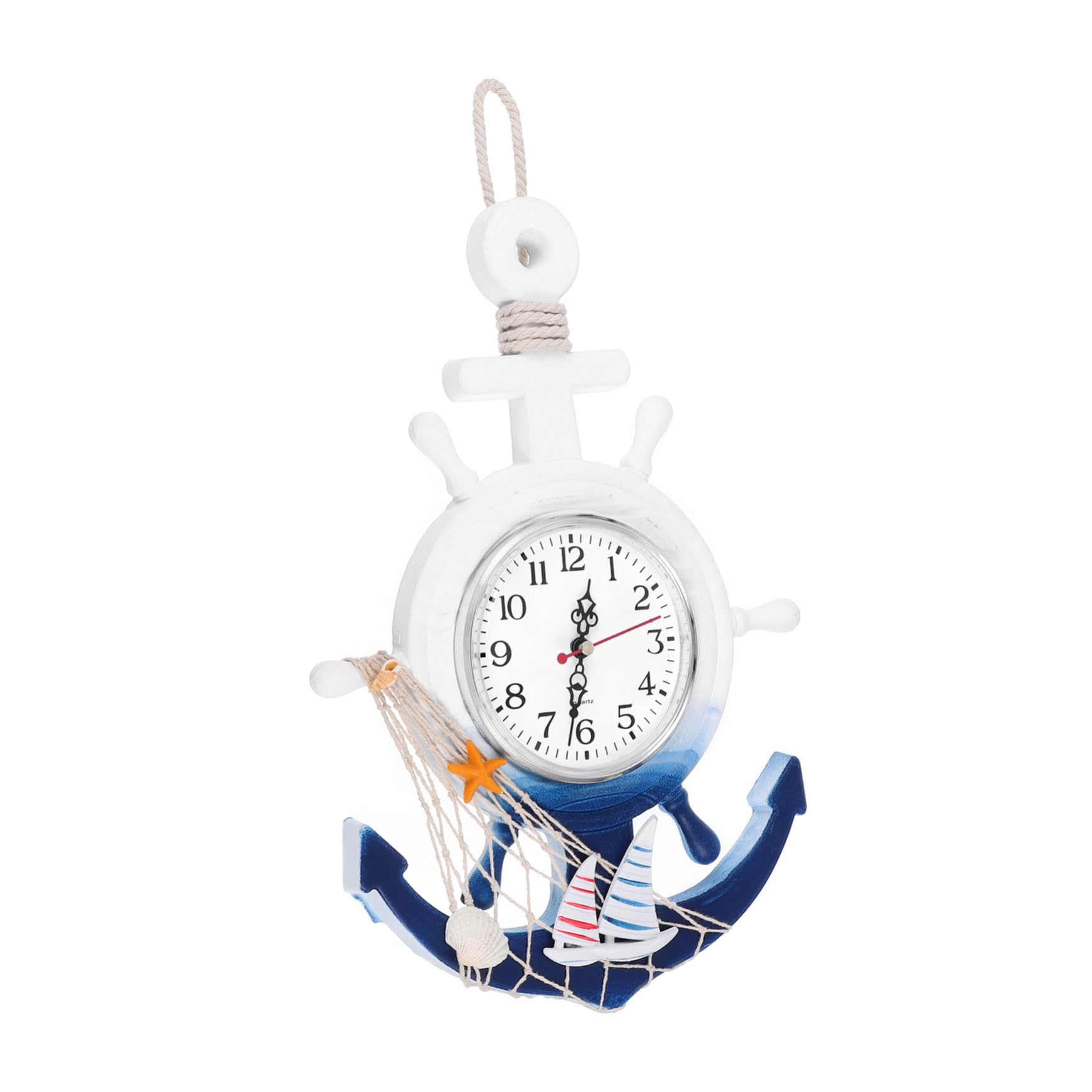 Horloges murales décoratives ancre Magiclulu en bois et plastique style marin