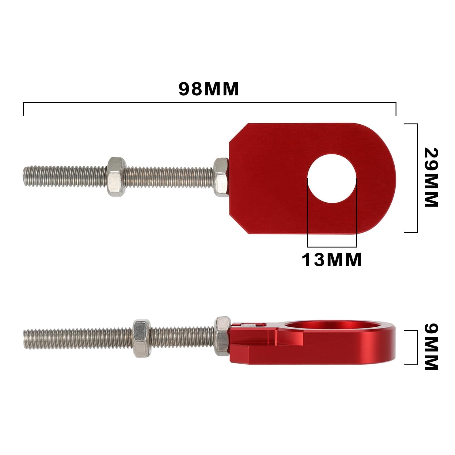 Lot de 2 tendeurs de chaîne de 12 mm pour moto tout-terrain CRF110 CRF 110F 2013-2025 - Noir