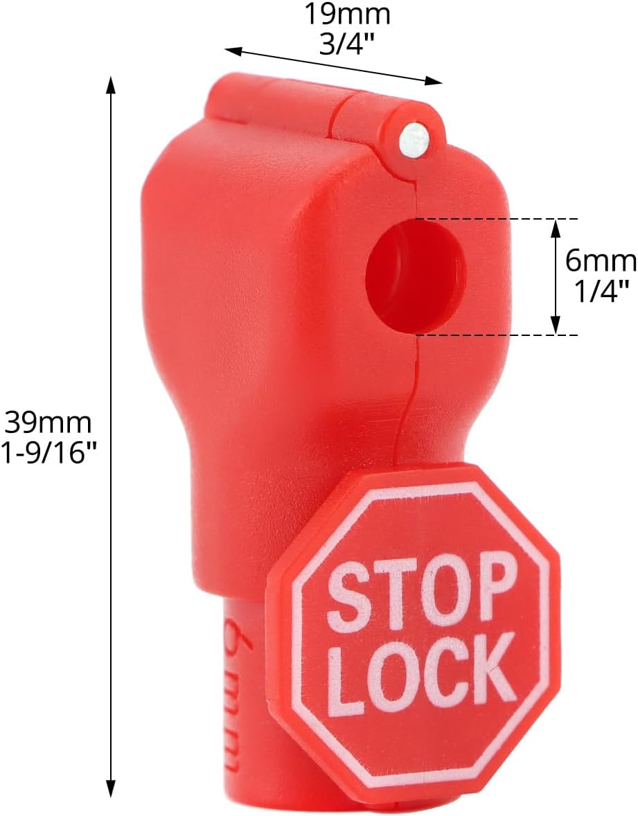 QWORK ペグフック 丈夫なレッドプラスチックセキュリティフックロック 100個 4.5mm-5.9mmのディスプレイフックに対応