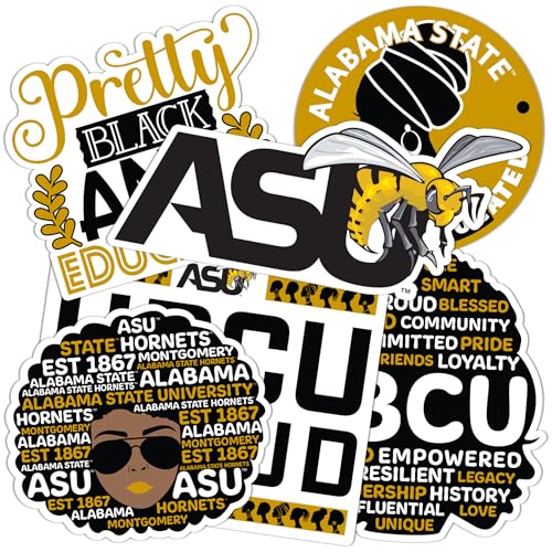 Desert Cactus Alabama State University Sticker Hornets ASU Sticker Vinyl Decals Laptop Water Bottle Car Scrapbook (T2 HBCU-C)