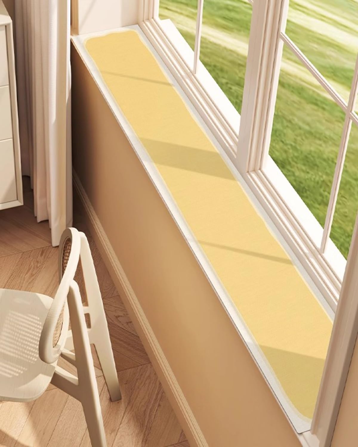 Coussin de balcon jaune pour aménager un coin petit-déjeuner cocooning de 70x55cm