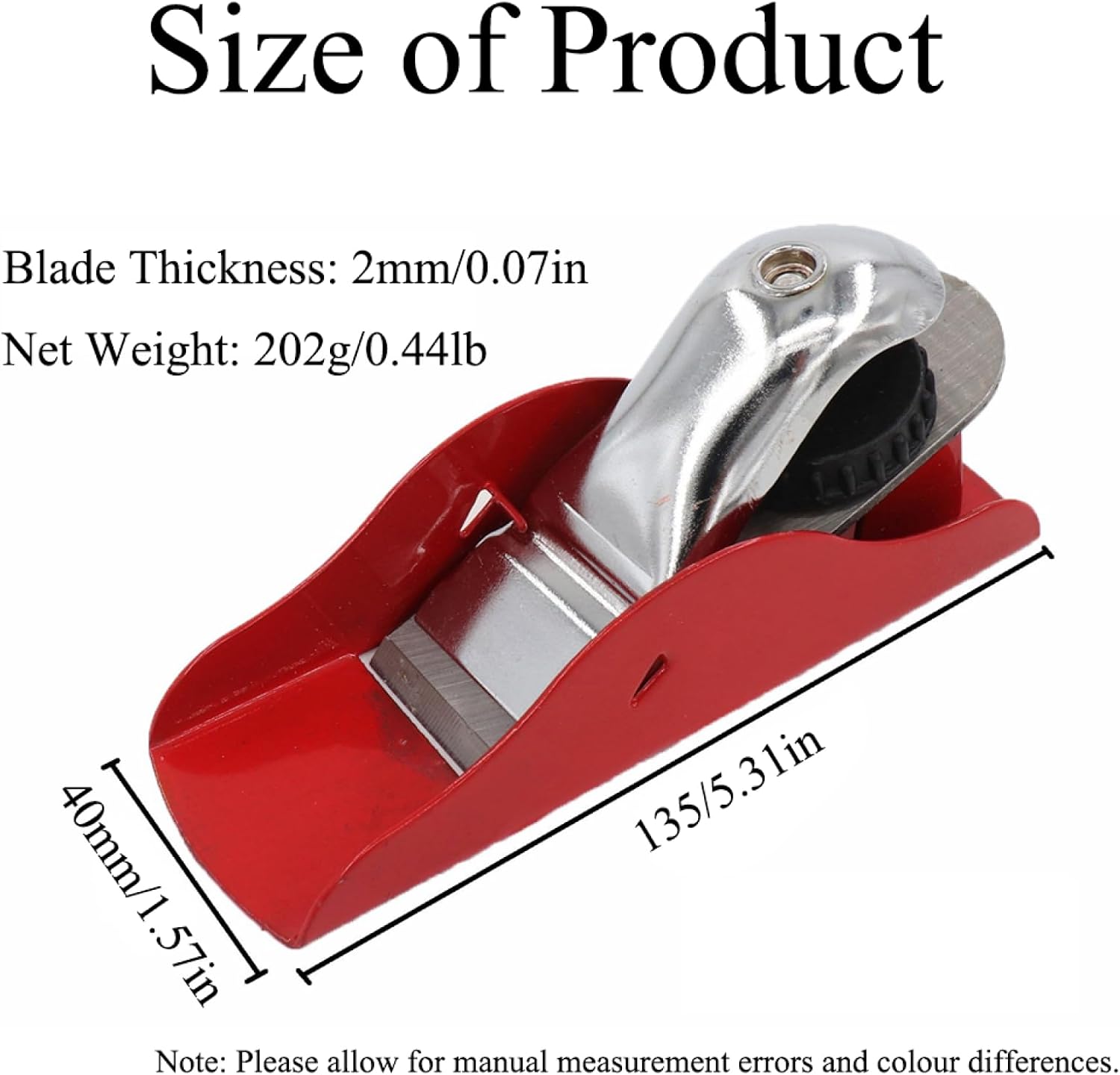 TopHomer Mini Hand Planer 5.31x1.57in Woodworking Pocket Block Plane for Trimming Projects Carpenter DIY Model Making, Adjustable