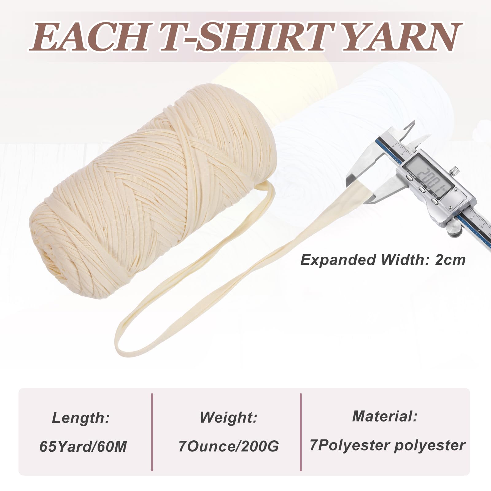 PATIKIL T-Shirt Yarn for Crocheting with 1 Crochet Hook - Image 2
