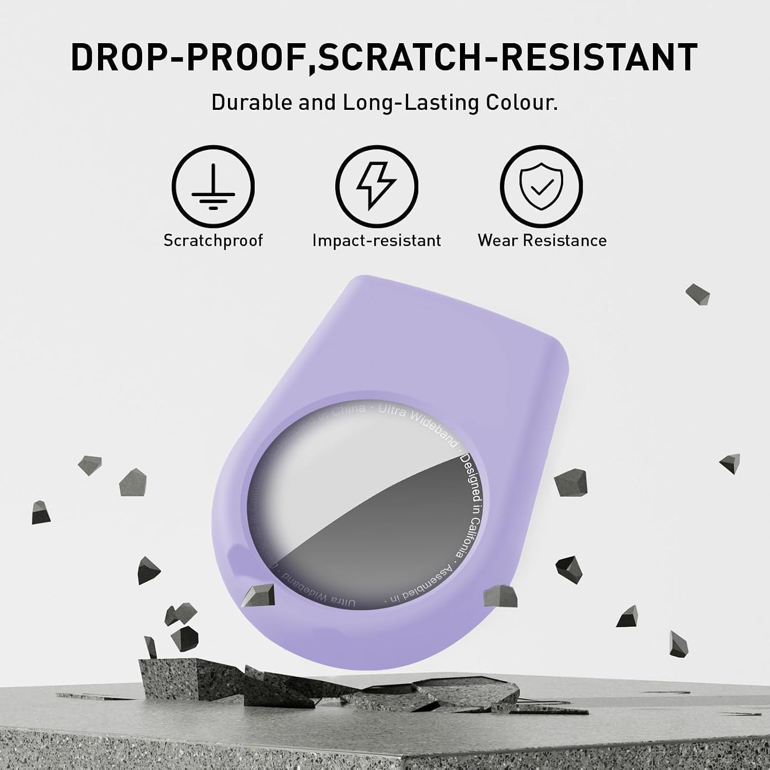 Safety Pin Case for AirTag, Silicone, Invisible Pin, Purple image 4