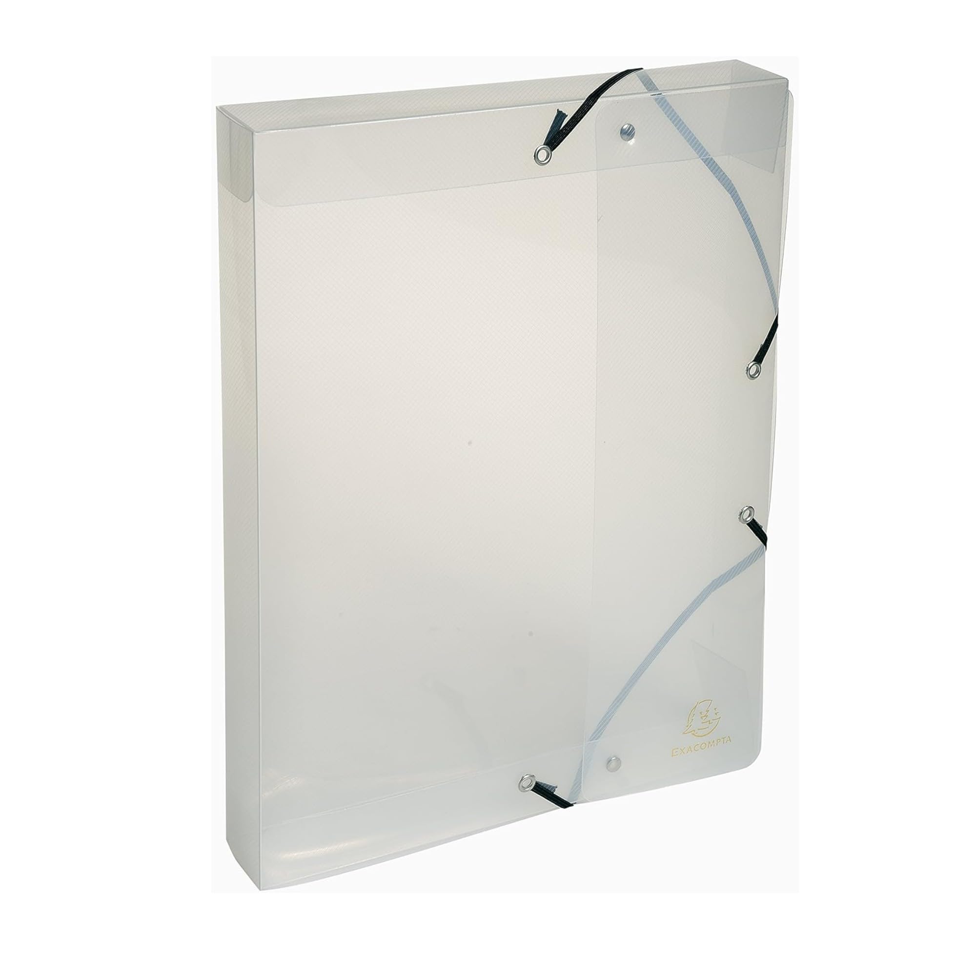 Exacompta - Ref 5972E - Crystal PP Filing Box - 250 x 330mm in Size, Suitable for A4 Documents, 40mm Spine, Elastic Strap Closures, Polypropylene - Clear