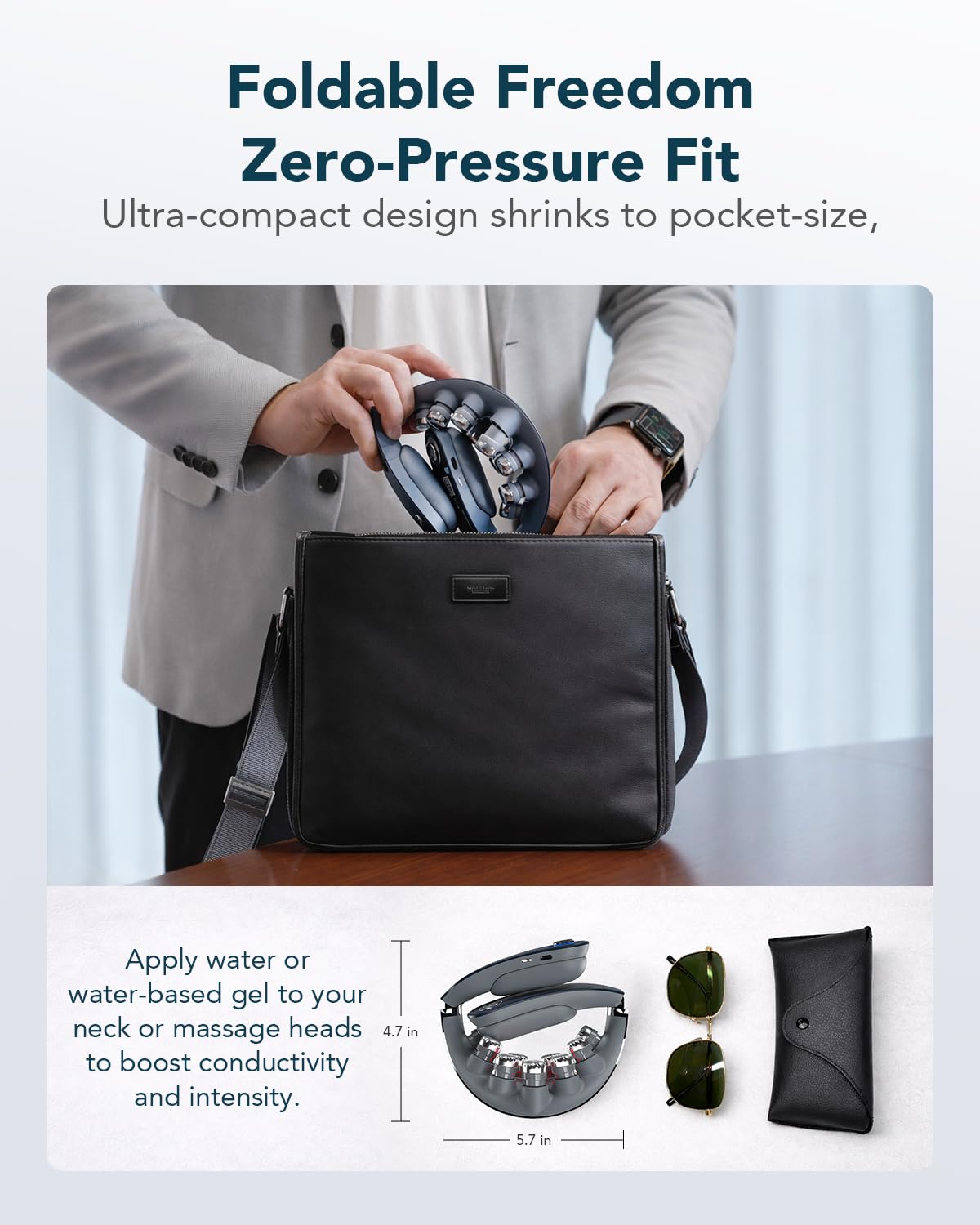 SKG G7PRO-FOLD - Massaggiatore per collo pieghevole con calore, massaggiatore a vibrazione profonda senza fili per alleviare il dolore, portatile, 9D, elettrico, per donne e uomini, idea regalo per