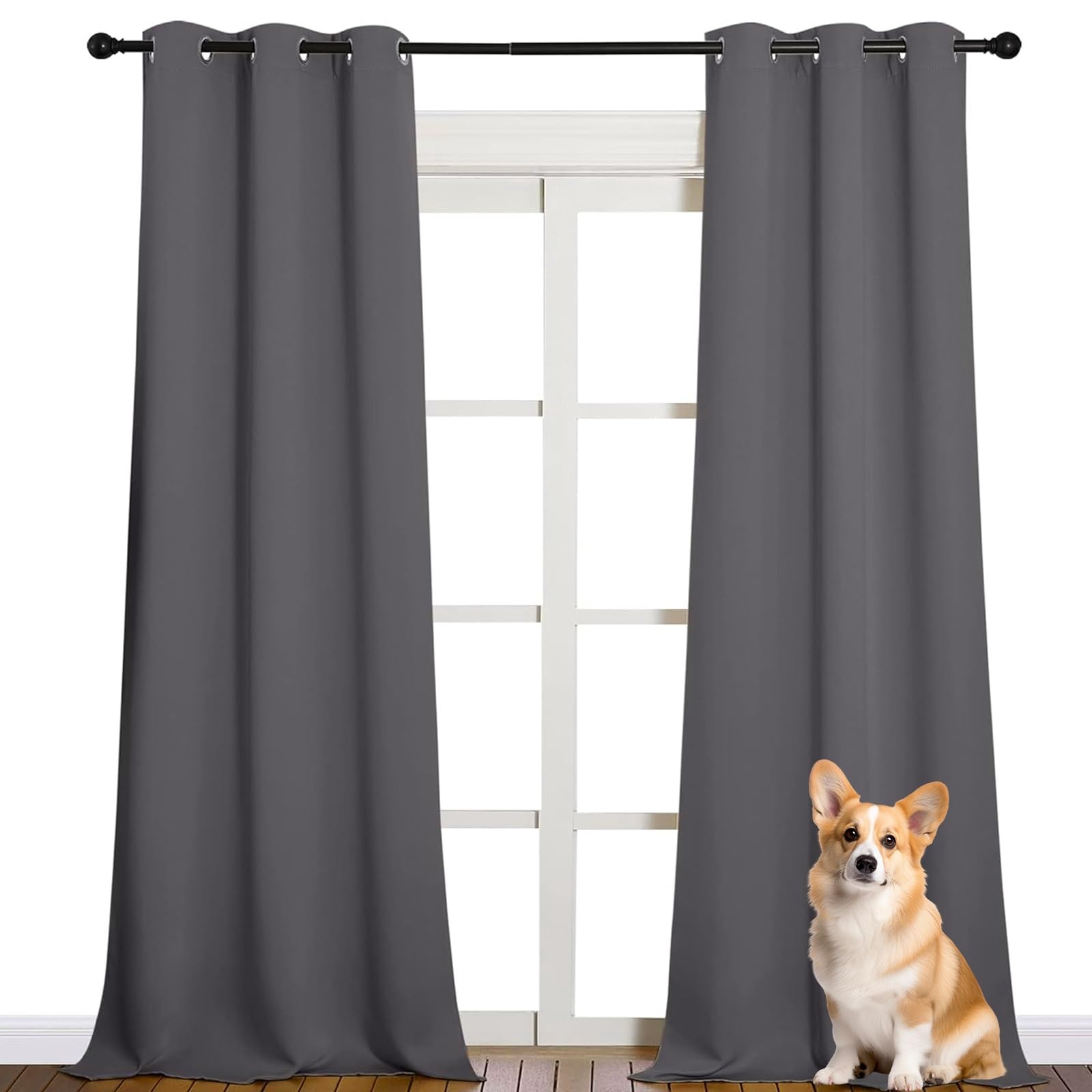 Rideau occultant thermique 125x150 gris foncé contre le froid