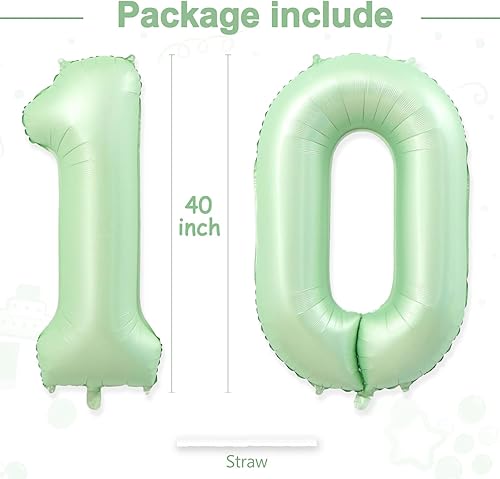 Miniatura 7 de Globos gigantes con el número 50, globos de aluminio de color verde claro de 40 pulgadas, globos gigantes de helio número 50 para decoraciones de