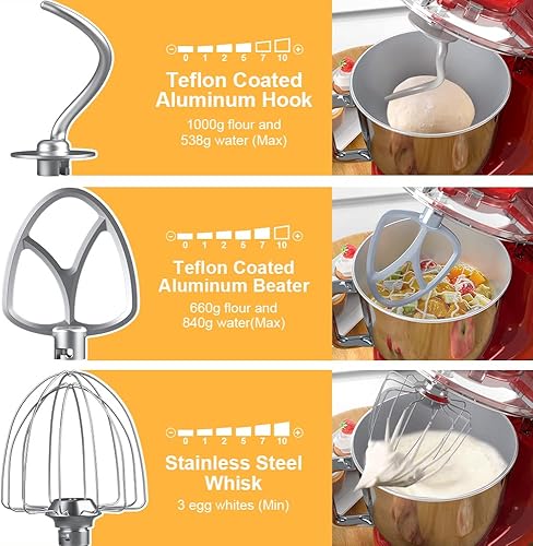 Miniatura 3 de Mini angel - Batidora eléctrica de pie para cocina, 10 velocidades, 5.5 cuartos, con calcomanías de color para bricolaje, batidora de alimentos de