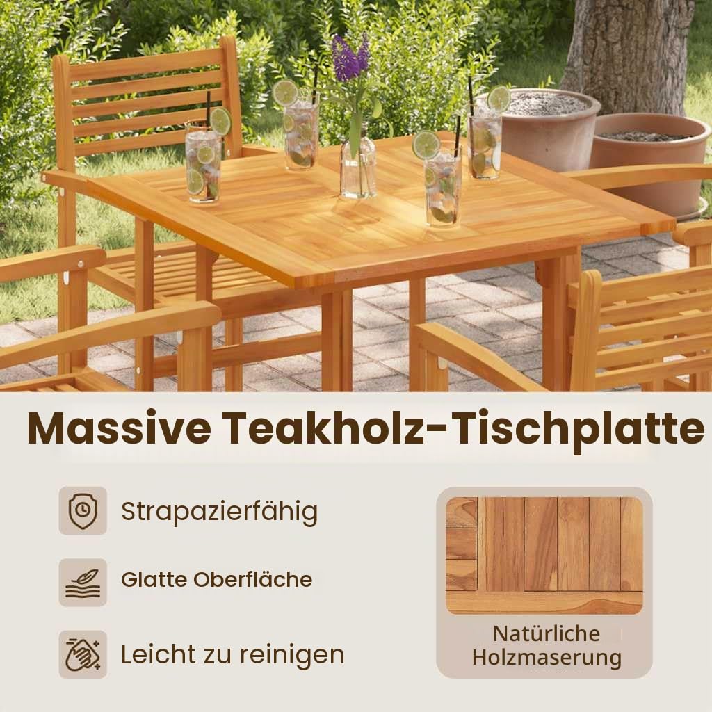 vidaXL Teak Massiv Tischplatte Massivholzplatte Holzplatte Ersatztischplatte Holz Platte für Esstisch Esszimmertisch Quadratisch 90x90x2,5cm
