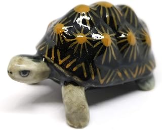 ZOOCRAFT Ceramic Radiata Turtle Figurine Hand Painted Porcelain Miniatures Decor Collectibles