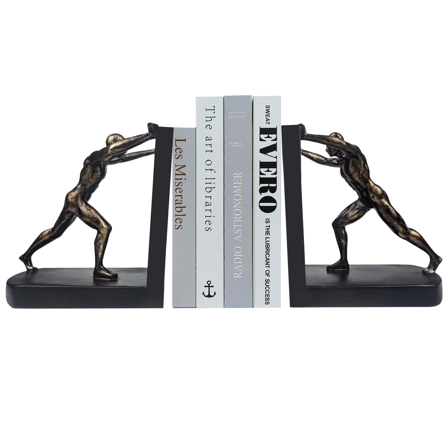 Soportes de Libros Decorativos humanoides de Resina, sujetalibros Antideslizantes para Libros Pesados, Decoraciones Elegantes para estanterías en el hogar, Oficina y Estudio