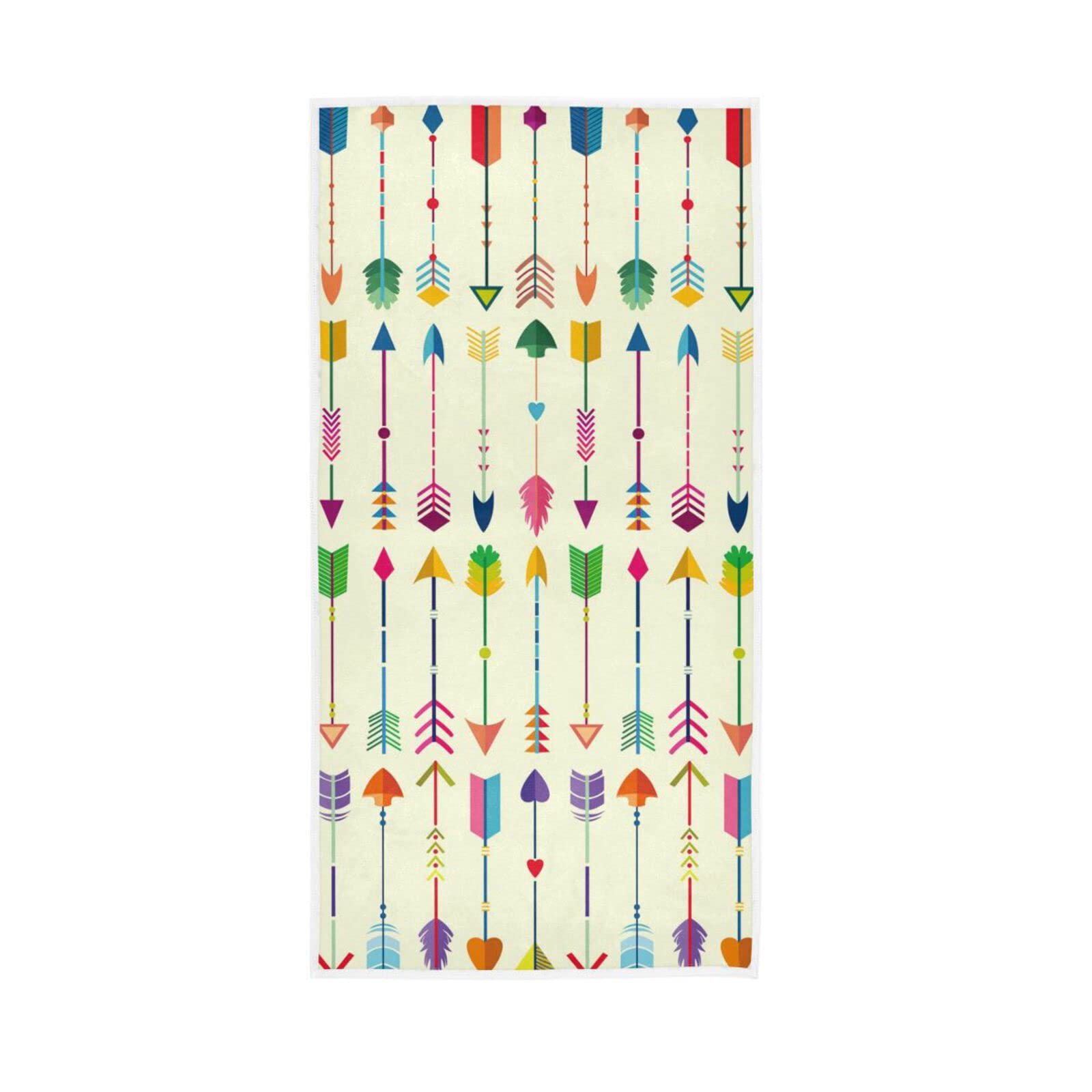 LSRCPD Hand Towels Colourful Ethnic Arrows Pattern Decor Fingertip Soft Face Towel Absorbent Bathroom Kitchen Towels