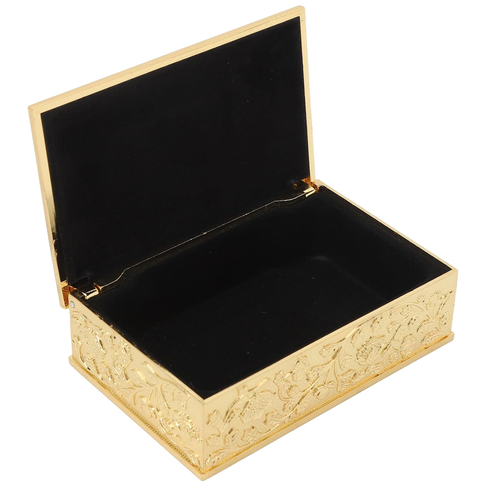 APGLSXY European Vintage Hinged Lid Jewelry Box with Spacious Compartments for Rings Necklace Organizing on Dresser Elegant Metal Rings Display Box