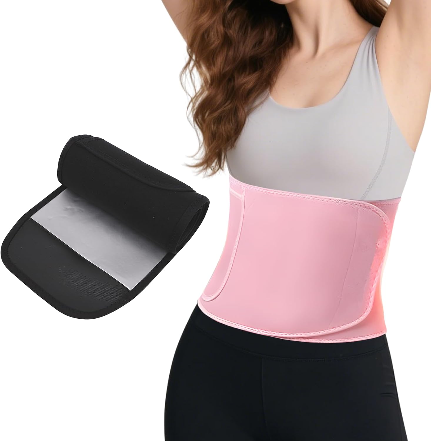 2 Pcs Belt Waist Cincher Ab Belt Tummy Control Body Shaper, Womens Waist Trainer, Breathable (Medium) Black