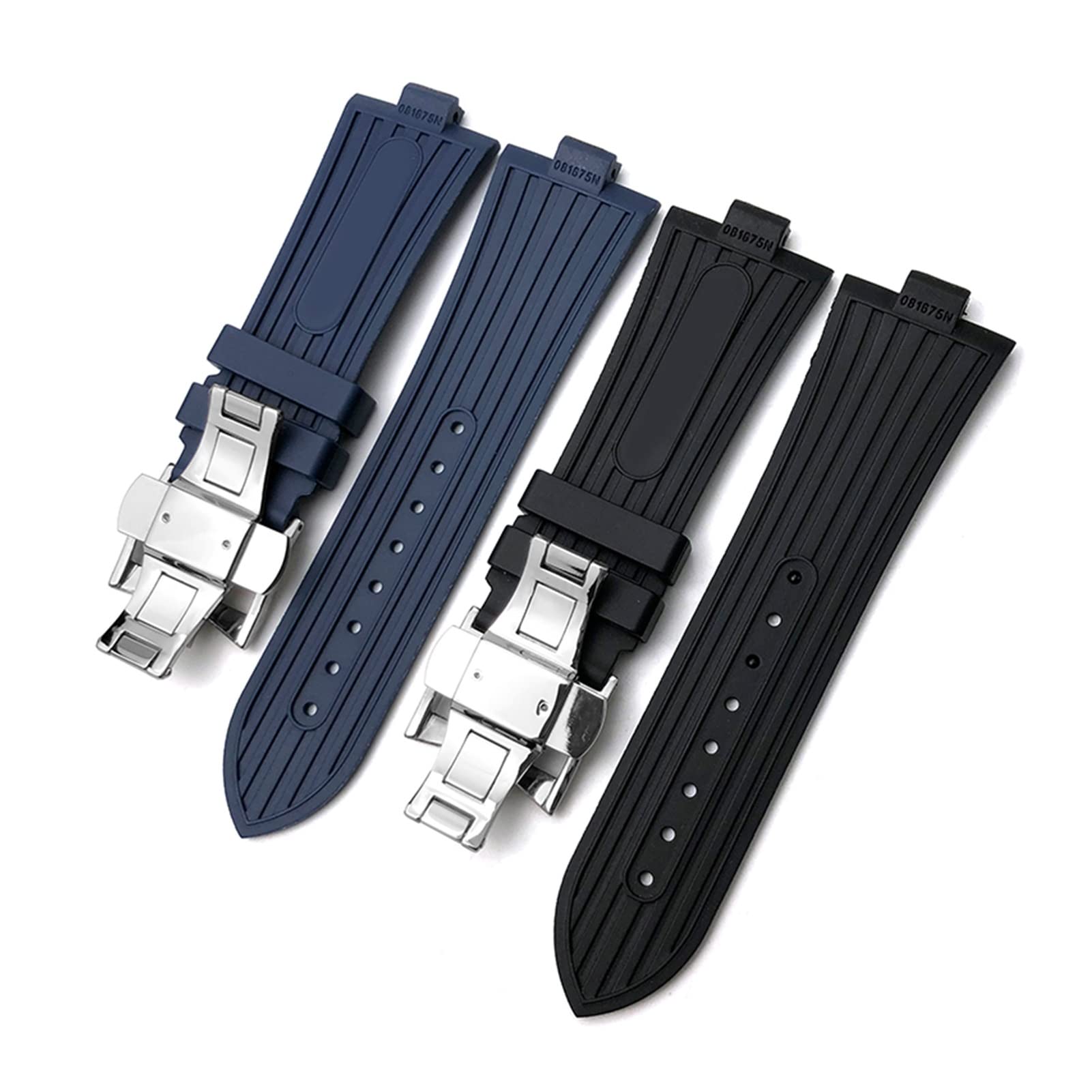 25 mm * 8mm Caucho Silicona Correa Reemplazo Reloj Negro Azul Azul Impermeable Correa Deportiva