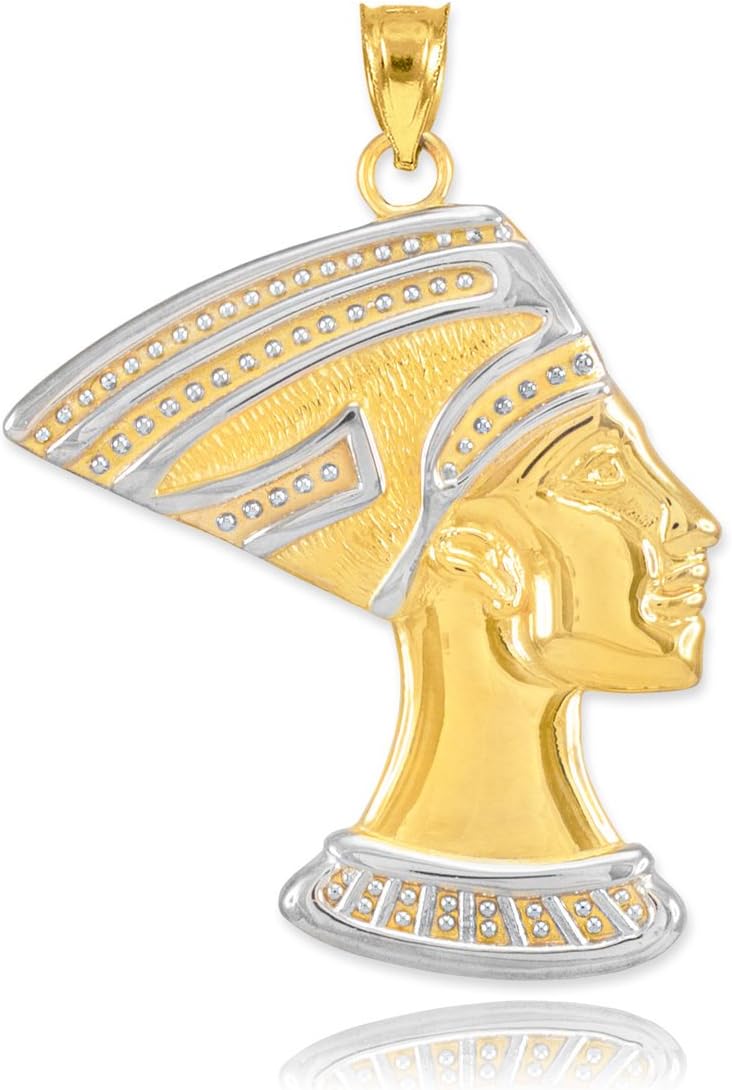 High Polish 10k Two-Tone Gold Egyptian Queen Nefertiti Bracelet Charm