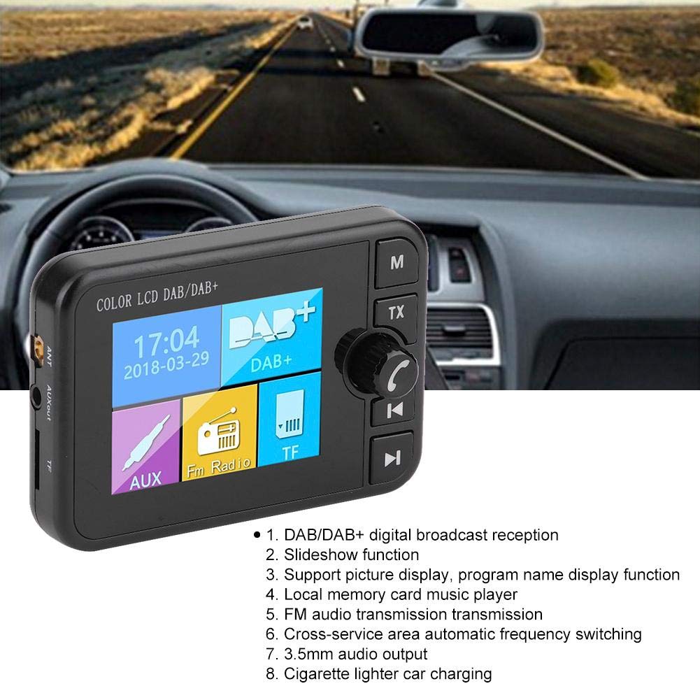 KIMISS Receptor de radio digital DAB de 2,4 pulgadas, receptor Bluetooth con antena de transmisor FM